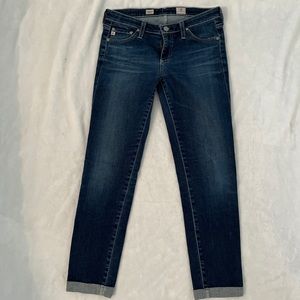 AG denim cropped, stilt roll-up cigarette roll-up